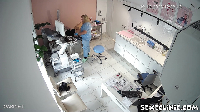 Polish blonde women getting gyno exam and ultrasound
